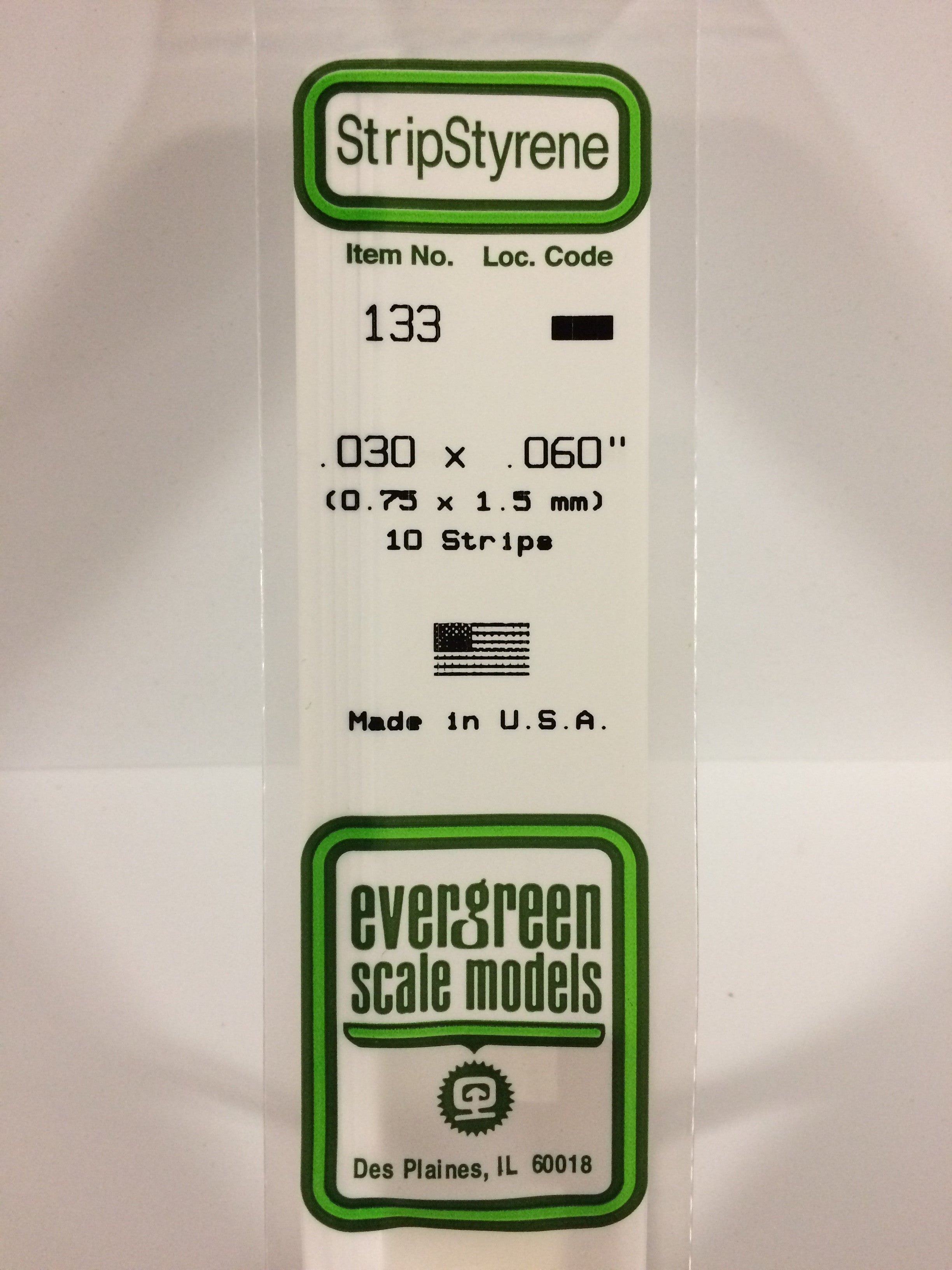 Evergreen Scale Models 133 - .030" X .060" OPAQUE WHITE POLYSTYRENE STRIP | Grognard Games