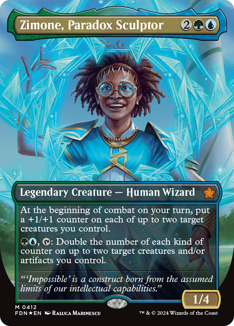 Zimone, Paradox Sculptor (Borderless) (Mana Foil) [Foundations] | Grognard Games