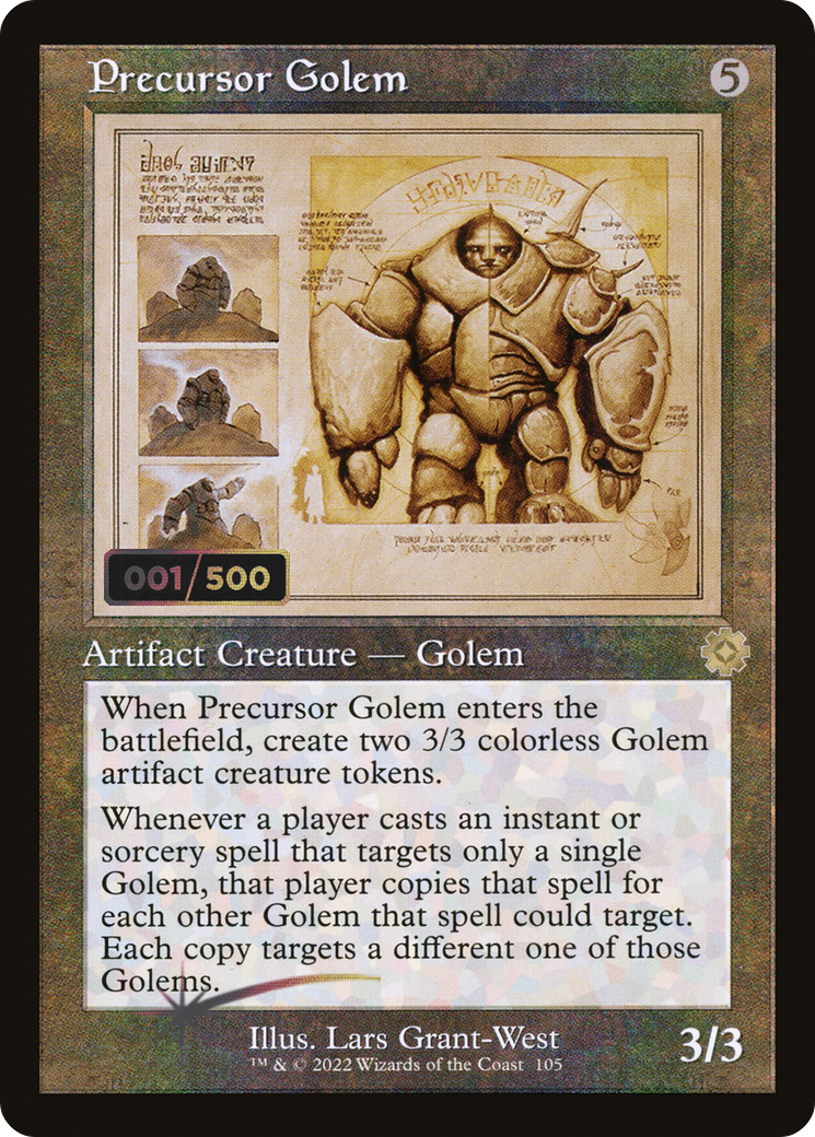 Precursor Golem (Retro Schematic) (Serial Numbered) [The Brothers' War Retro Artifacts] | Grognard Games