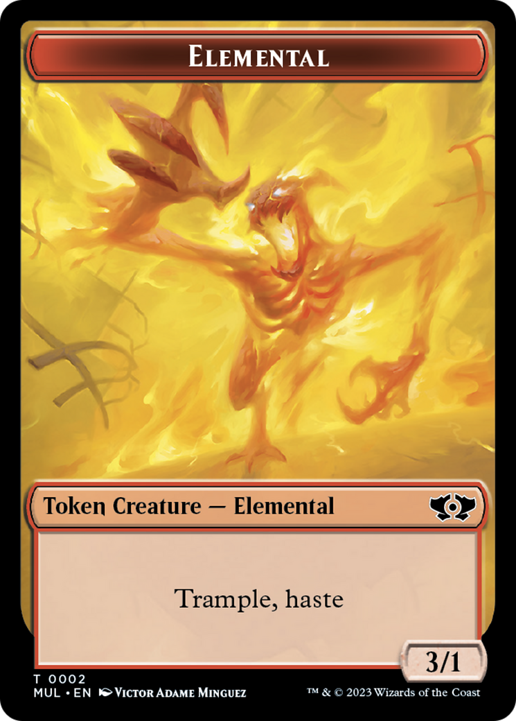 Elemental (2) // Teferi Akosa of Zhalfir Emblem Double-Sided Token [March of the Machine Tokens] | Grognard Games