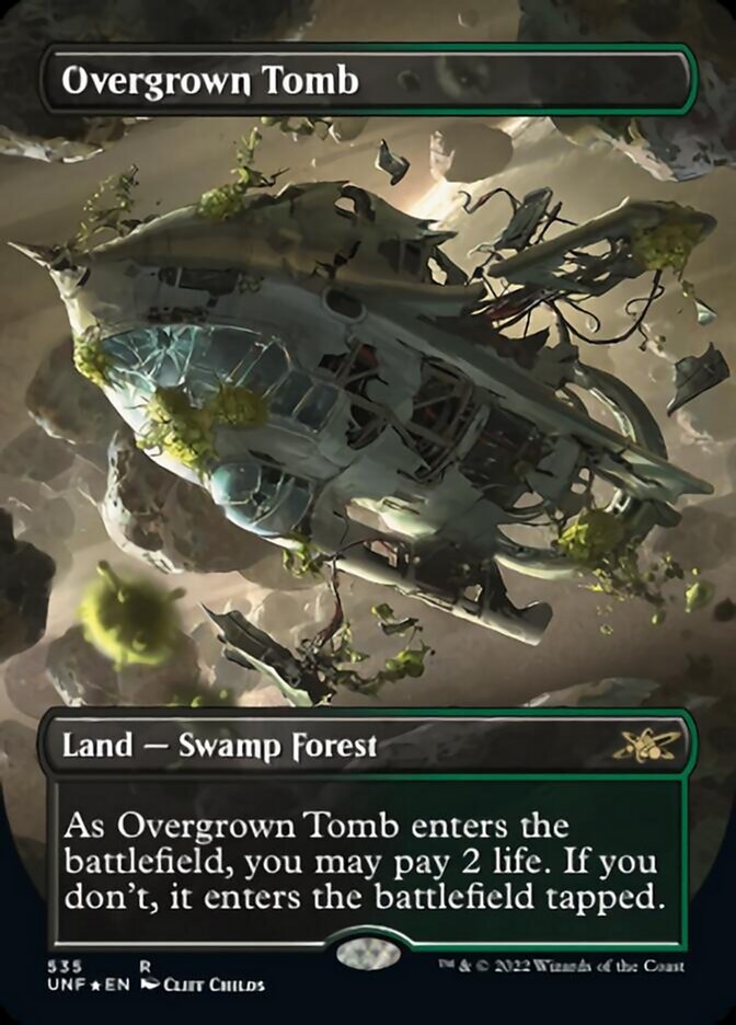 Overgrown Tomb (Borderless) (Galaxy Foil) [Unfinity] | Grognard Games