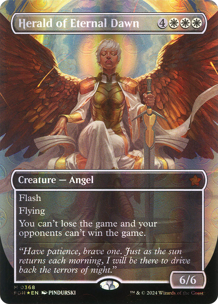 Herald of Eternal Dawn (Borderless) (Mana Foil) [Foundations] | Grognard Games
