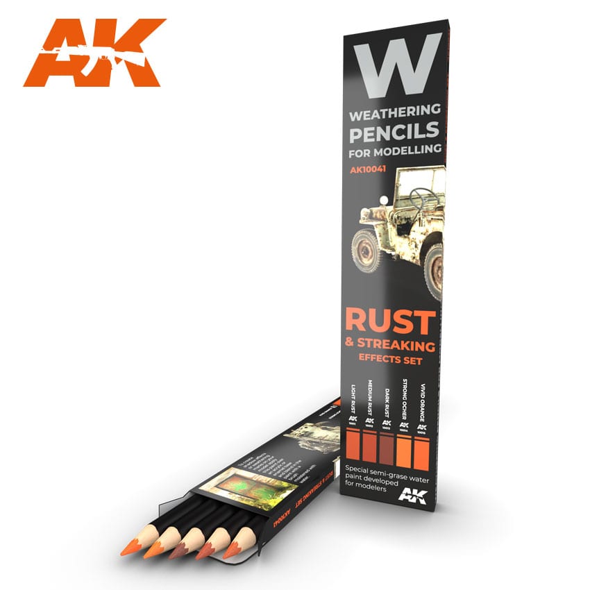 AK Interactive Weathering Pencil Set - Rust and Streaking | Grognard Games