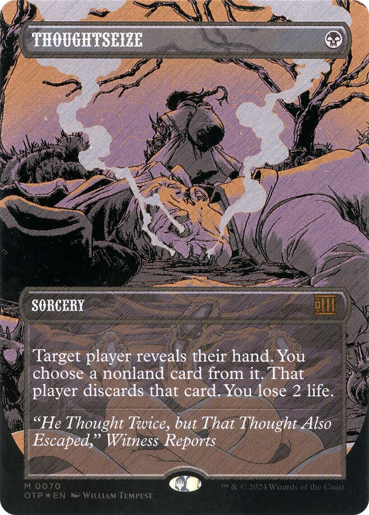 Thoughtseize (Textured Foil) [Outlaws of Thunder Junction: Breaking News] | Grognard Games