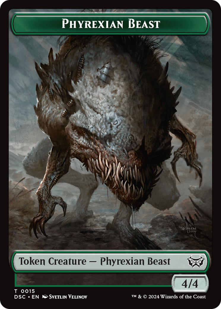 Phyrexian Beast //Manifest Double-Sided Token [Duskmourn: House of Horror Commander Tokens] | Grognard Games