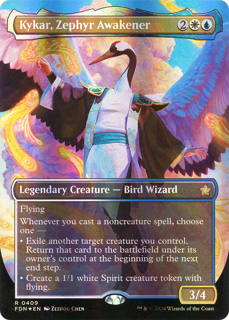 Kykar, Zephyr Awakener (Borderless) (Mana Foil) [Foundations] | Grognard Games