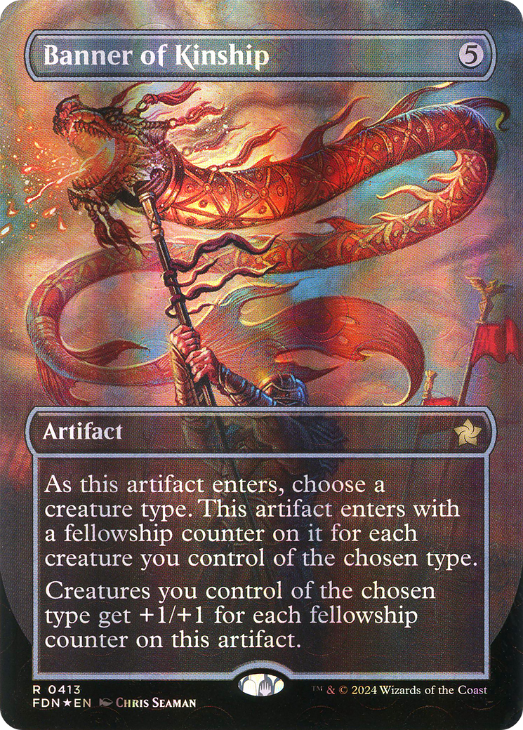 Banner of Kinship (Borderless) (Mana Foil) [Foundations] | Grognard Games
