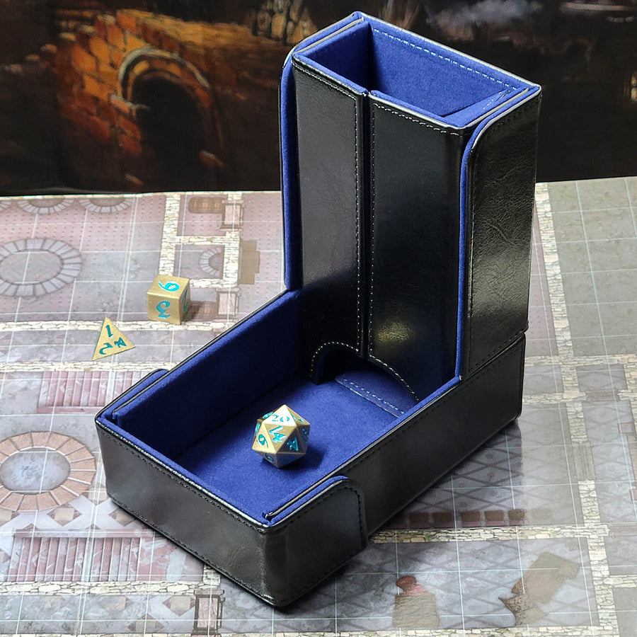 Forged Gaming The Keep: Compact Magnetic Dice Tower and Dice Tray - Blue | Grognard Games