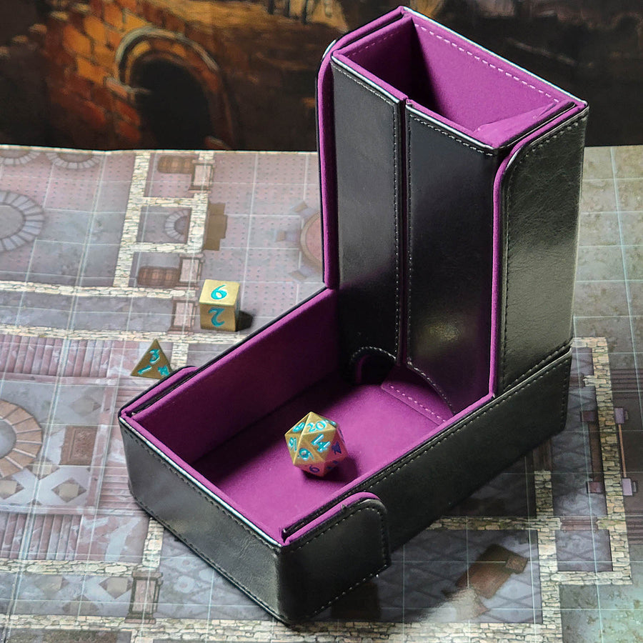 Forged Gaming The Keep: Compact Magnetic Dice Tower and Dice Tray - Purple | Grognard Games