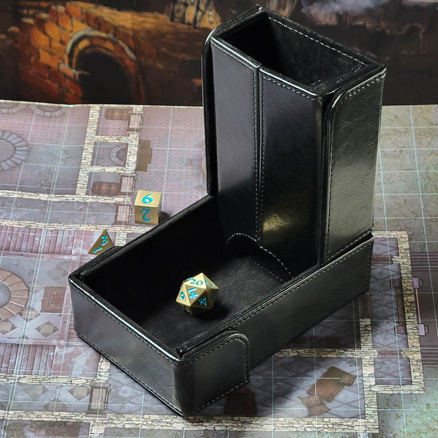 Forged Gaming The Keep: Compact Magnetic Dice Tower and Dice Tray - Black | Grognard Games