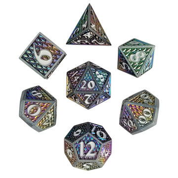 Forged Gaming Dragon Scale Rainbow Dragon Set of 7 Metal Dice | Grognard Games