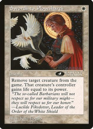 Swords to Plowshares (4th Place) (Arena League) (OVER-) - Oversize Cards | Grognard Games