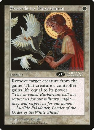 Swords to Plowshares (3rd Place) (Arena League) (OVER-) - Oversize Cards | Grognard Games