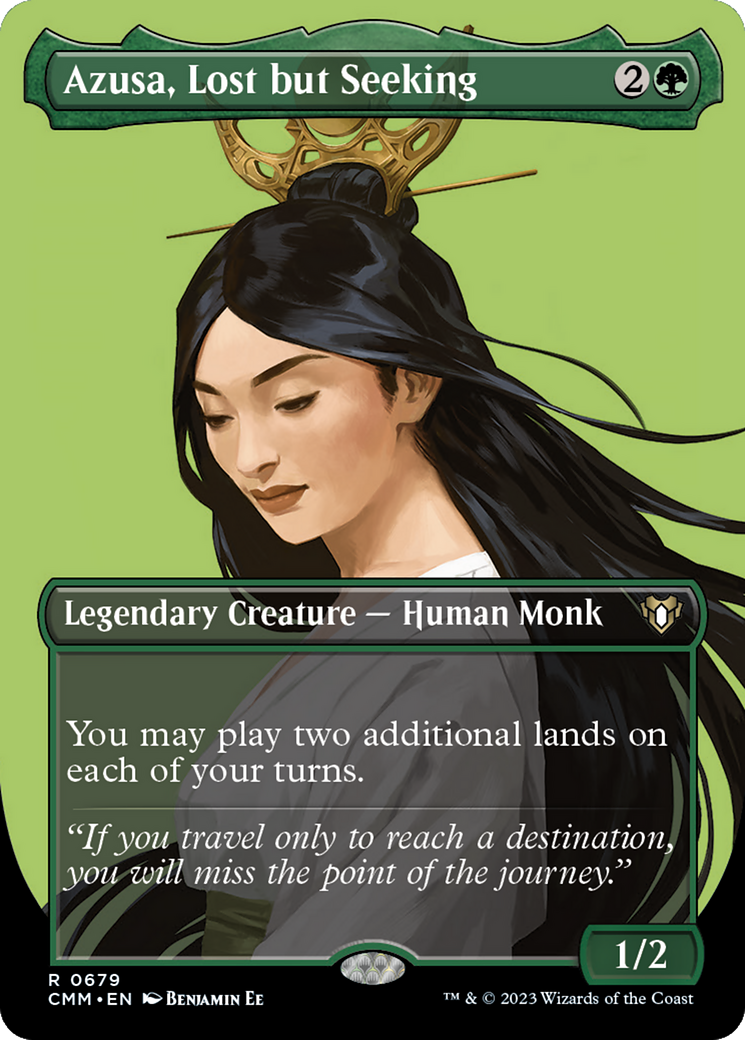 Azusa, Lost but Seeking (Borderless Profile) [Commander Masters] | Grognard Games