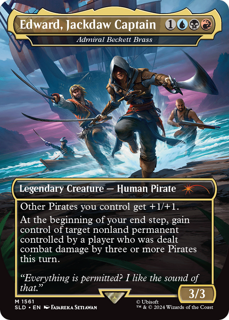 Admiral Beckett Brass (SLD-1561) - Secret Lair Drop / Edward, Jackdaw Captain (Borderless) Foil | Grognard Games