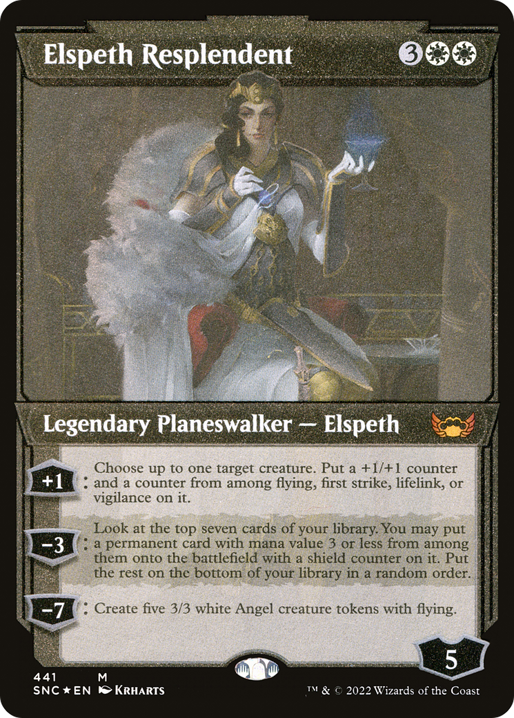Elspeth Resplendent (Showcase Art Deco Foil Etched) [Streets of New Capenna] | Grognard Games