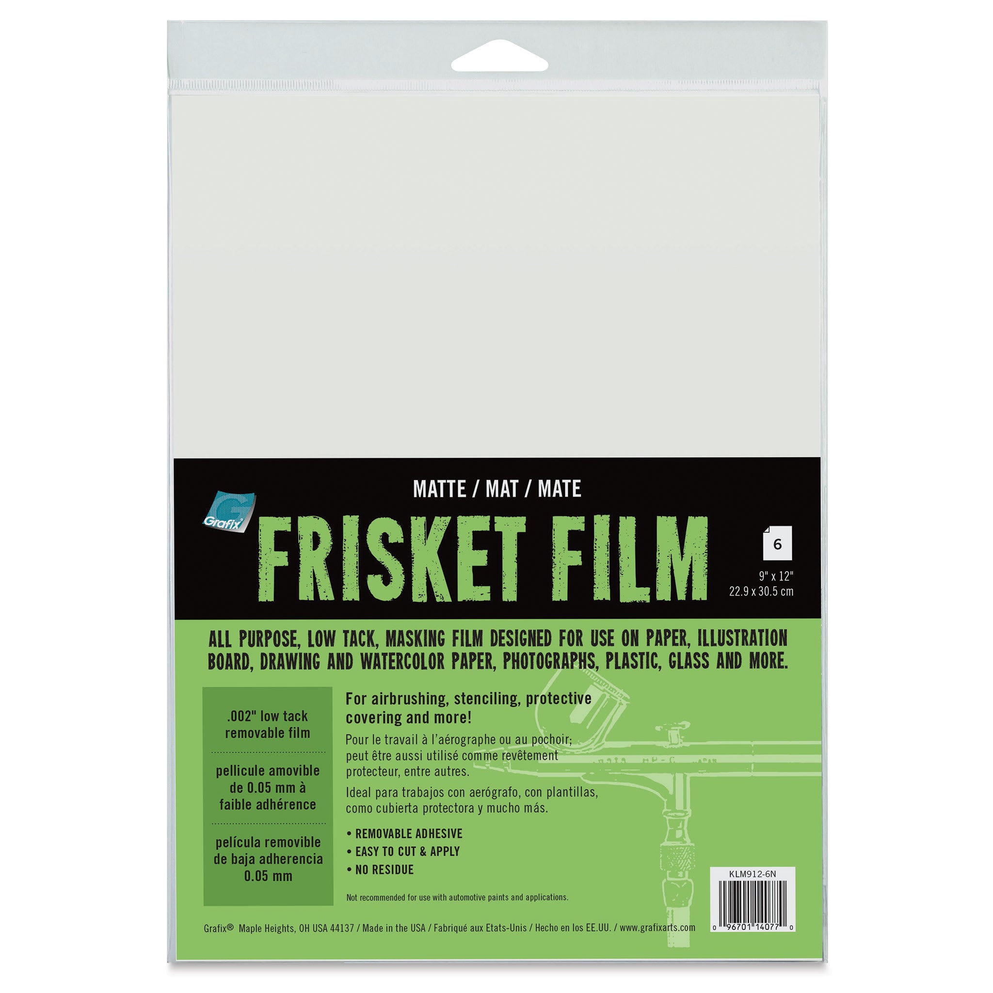 Grafix All-Purpose Frisket Film - 6 Sheets, 9" x 12", Matte, Low Tack | Grognard Games