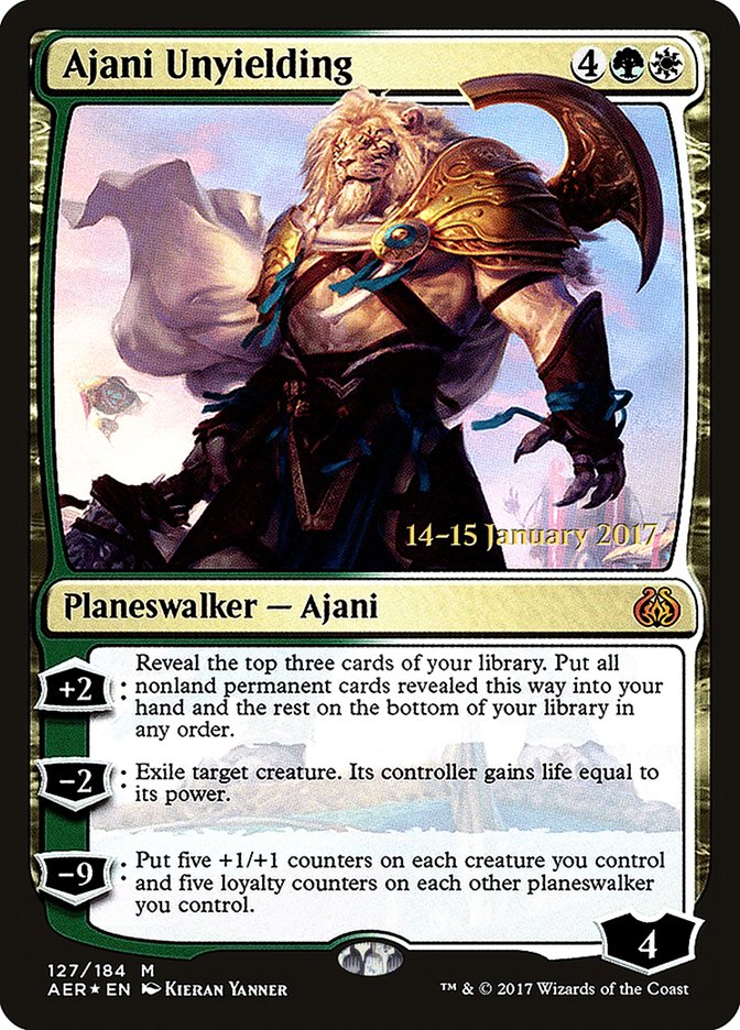 Ajani Unyielding [Aether Revolt Prerelease Promos] | Grognard Games