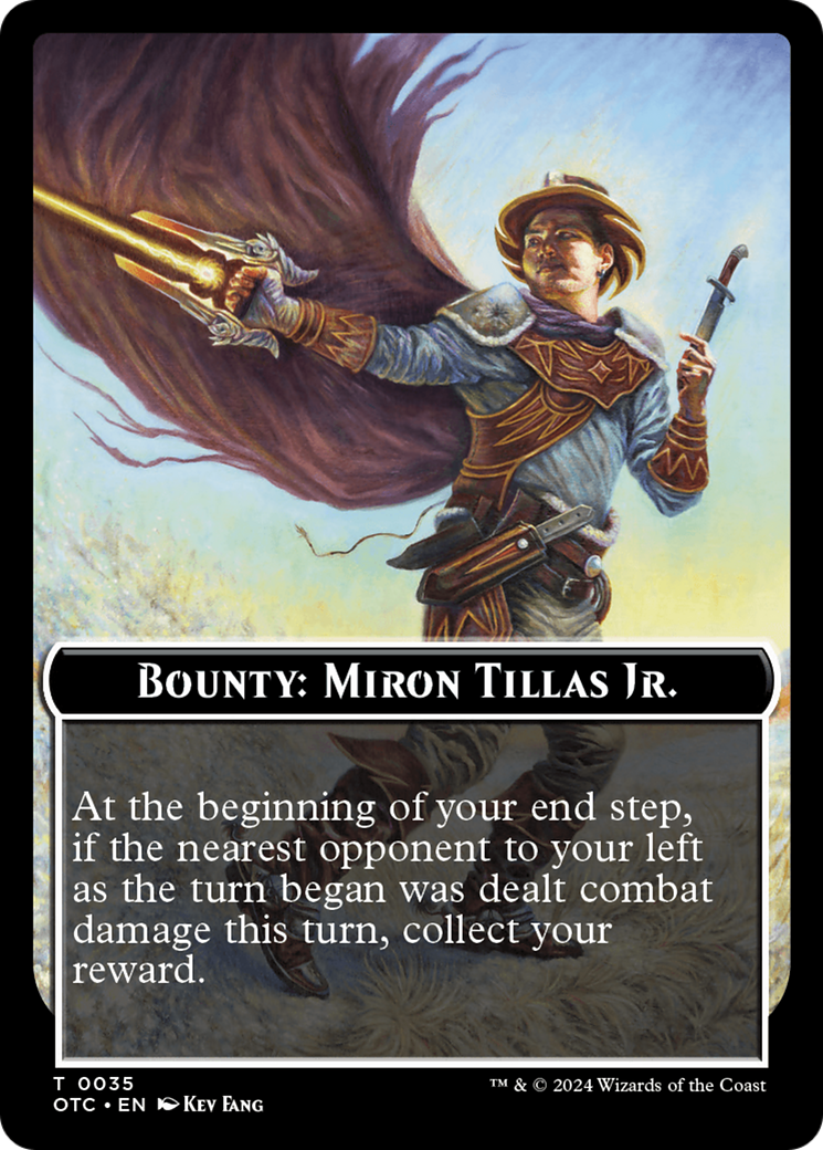 Bounty: Miron Tillas Jr. // Bounty Rules Double-Sided Token [Outlaws of Thunder Junction Commander Tokens] | Grognard Games