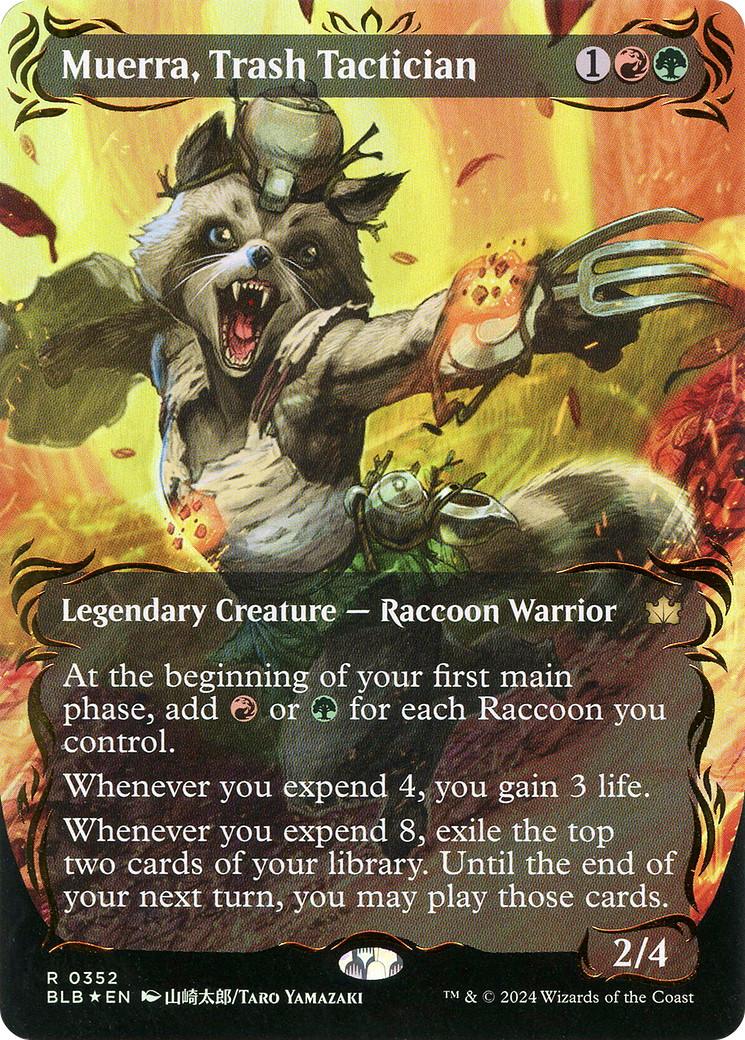 Muerra, Trash Tactician (Borderless) (Raised Foil) [Bloomburrow] | Grognard Games