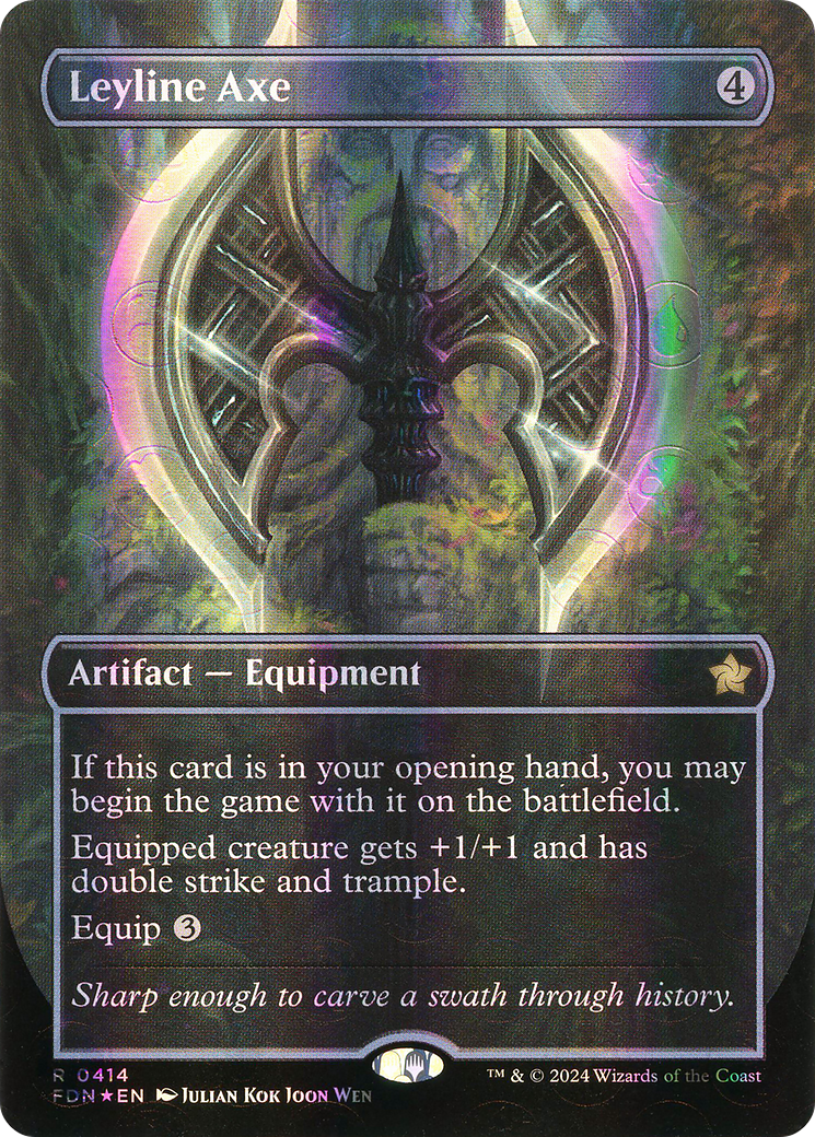Leyline Axe (Borderless) (Mana Foil) [Foundations] | Grognard Games
