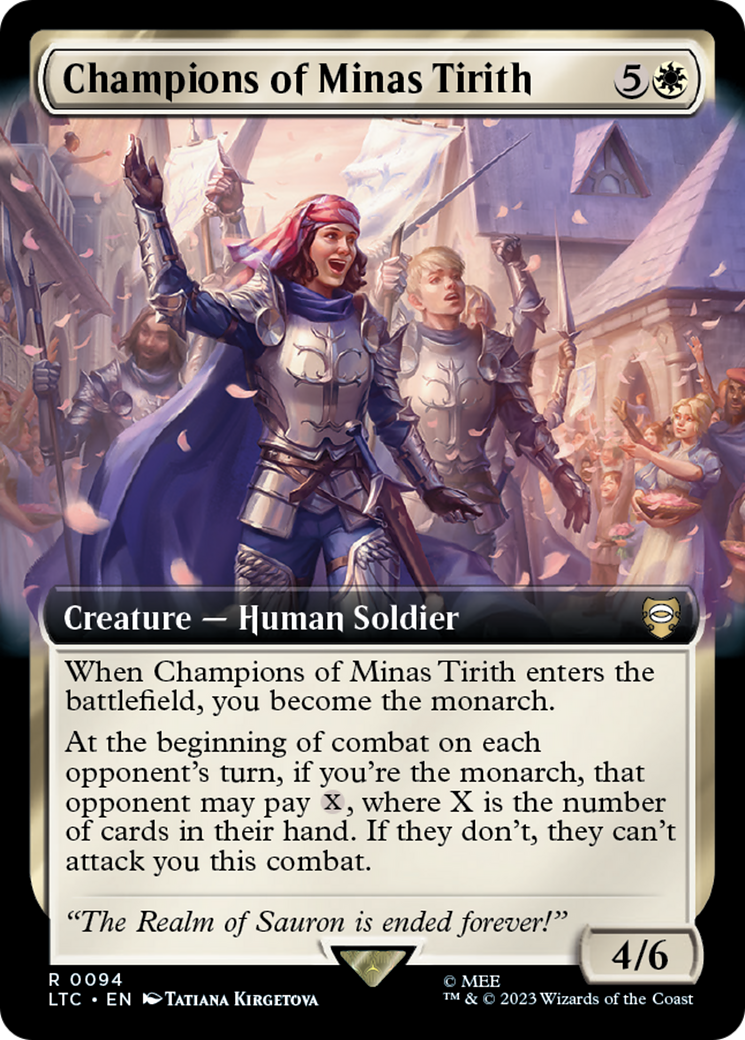 Champions of Minas Tirith (LTC-094) - Tales of Middle-earth Commander: (Extended Art) Foil | Grognard Games