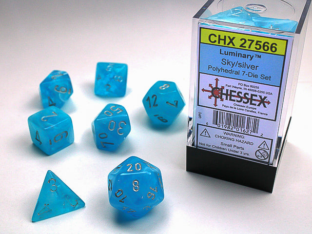 CHX27566 Luminary - Sky/Silver - Polyhedral 7-Die Set | Grognard Games