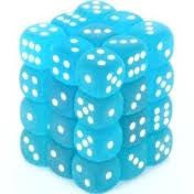 CHX27816 Frosted Caribbean Blue/White 12mm (36) | Grognard Games