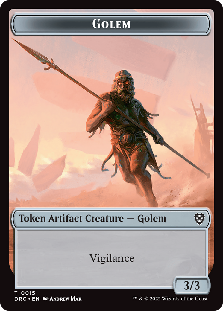 Golem (0015) // Thopter (0009) Double-Sided Token [Aetherdrift Tokens] | Grognard Games