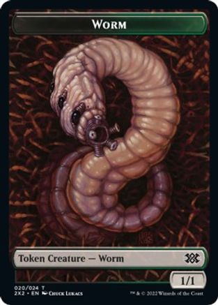 Worm // Aven Initiate Double-Sided Token (2X2-20 // 4) - Double Masters 2022 Foil | Grognard Games