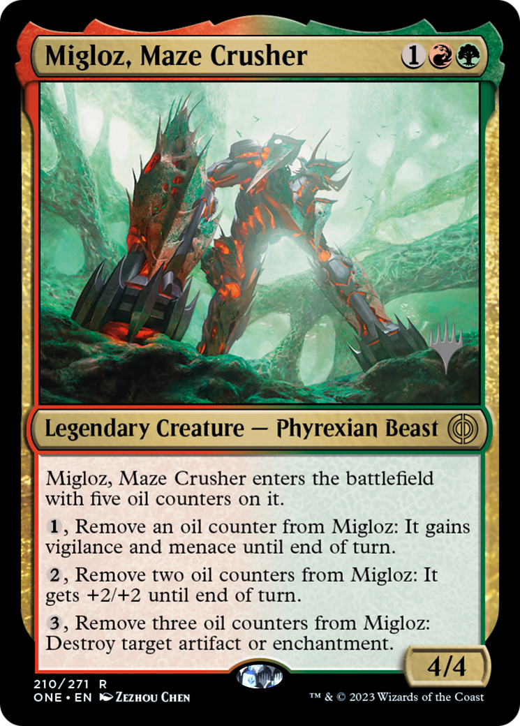 Migloz, Maze Crusher (Promo Pack) [Phyrexia: All Will Be One Promos] | Grognard Games