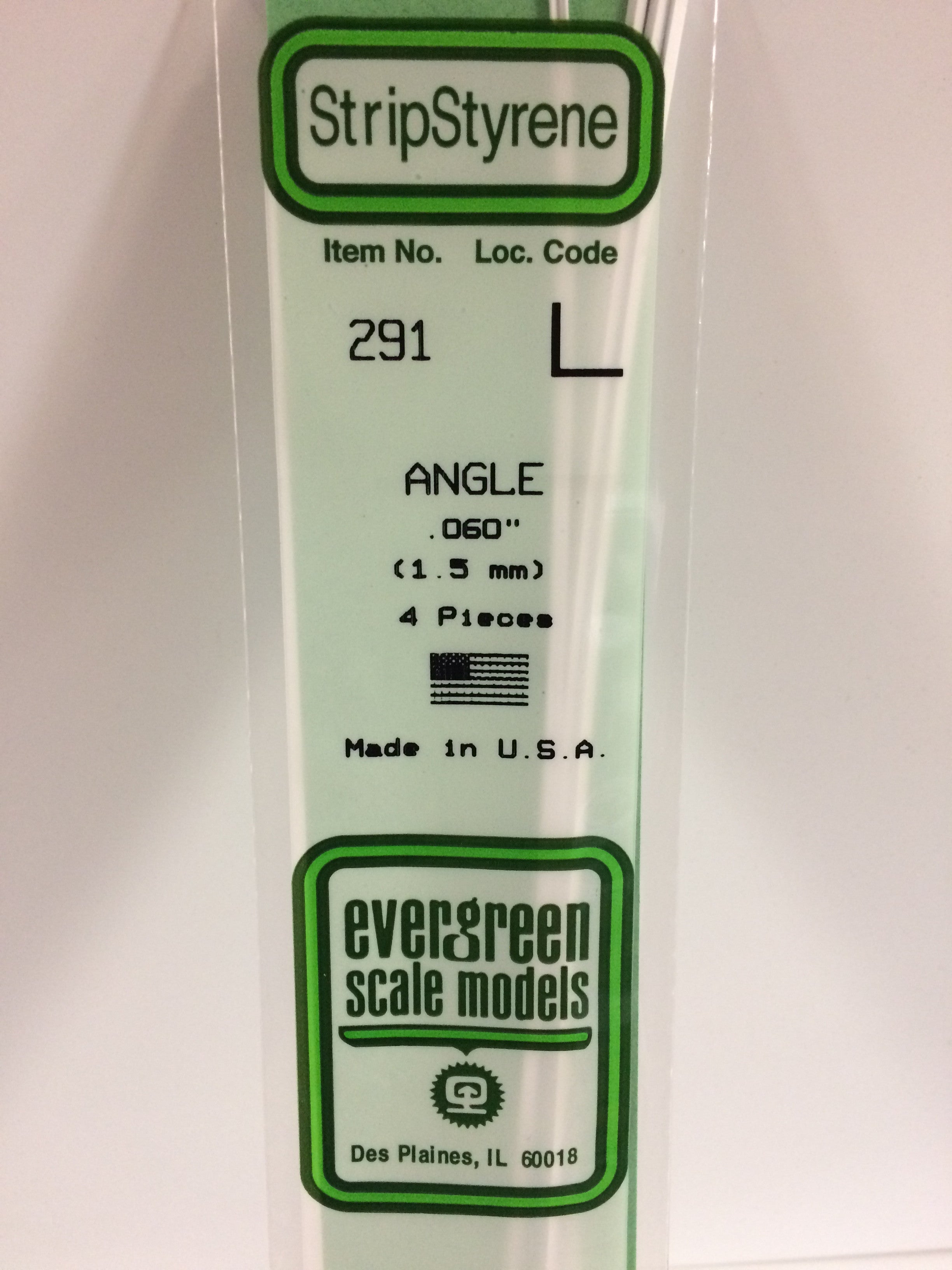 Evergreen Scale Models 291 - .060" (1.5mm) OPAQUE WHITE POLYSTYRENE ANGLE | Grognard Games