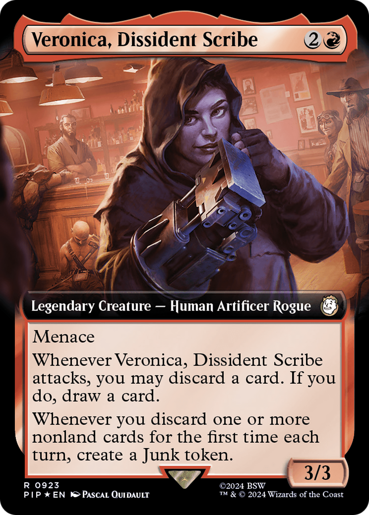 Veronica, Dissident Scribe (Extended Art) (Surge Foil) [Fallout] | Grognard Games