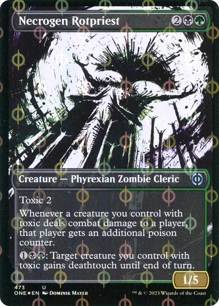 Necrogen Rotpriest (Borderless Ichor Step-and-Compleat Foil) [Phyrexia: All Will Be One] | Grognard Games