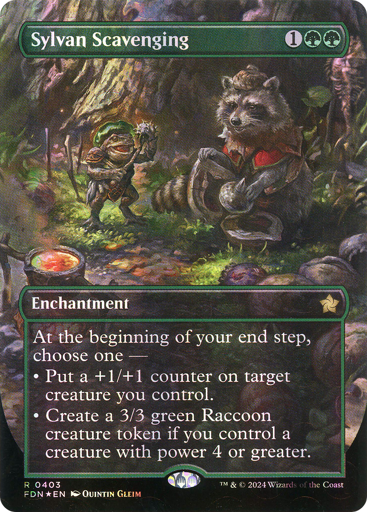 Sylvan Scavenging (Borderless) (Mana Foil) [Foundations] | Grognard Games