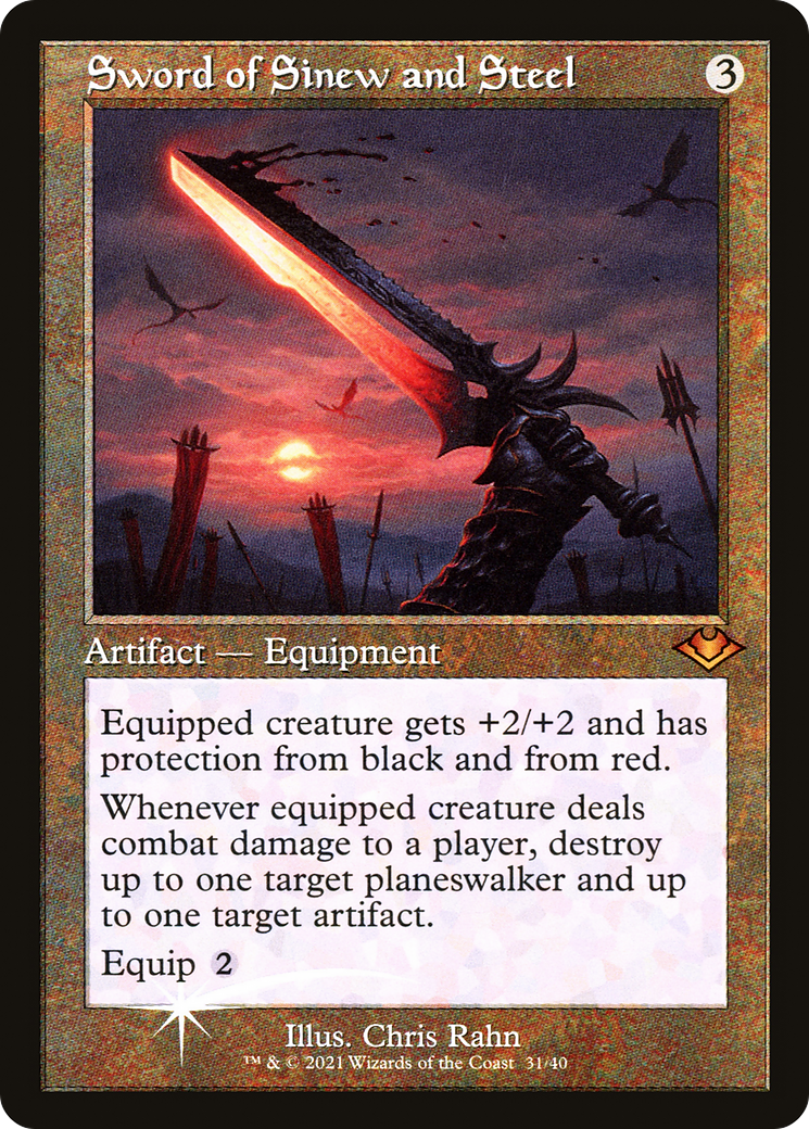 Sword of Sinew and Steel (MH1-031) - Modern Horizons 1 Timeshifts Etched Foil | Grognard Games