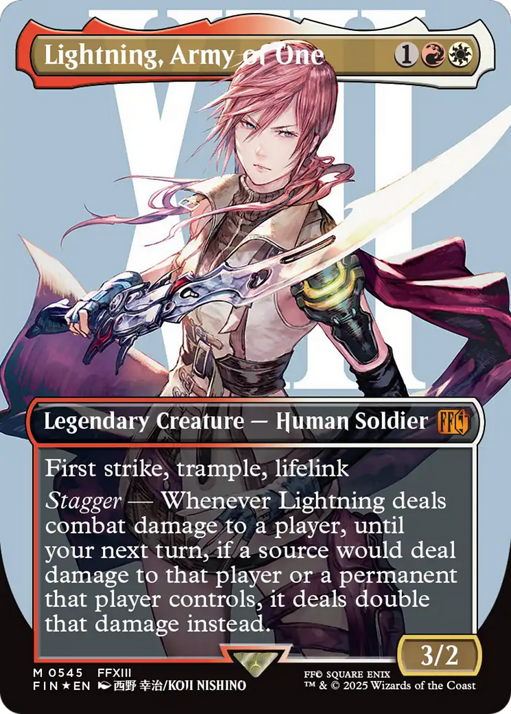 Lightning, Army of One (Borderless) (Surge Foil) [FINAL FANTASY] | Grognard Games