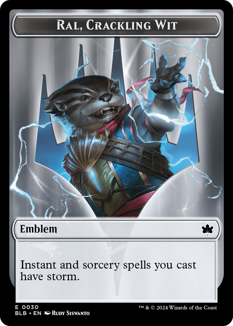 Emblem - Ral, Crackling Wit (BLB-030) - Bloomburrow Tokens | Grognard Games