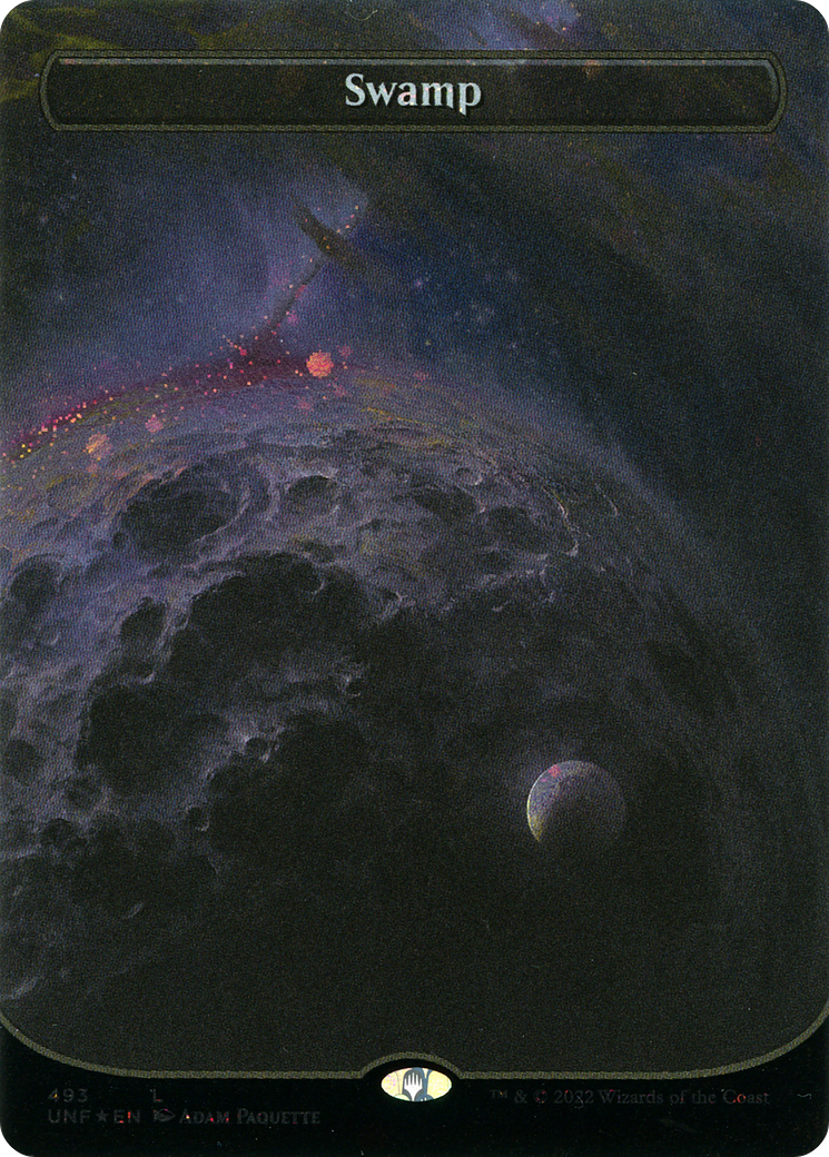 Swamp (493) (Orbital Space-ic Land) (Galaxy Foil) [Unfinity] | Grognard Games