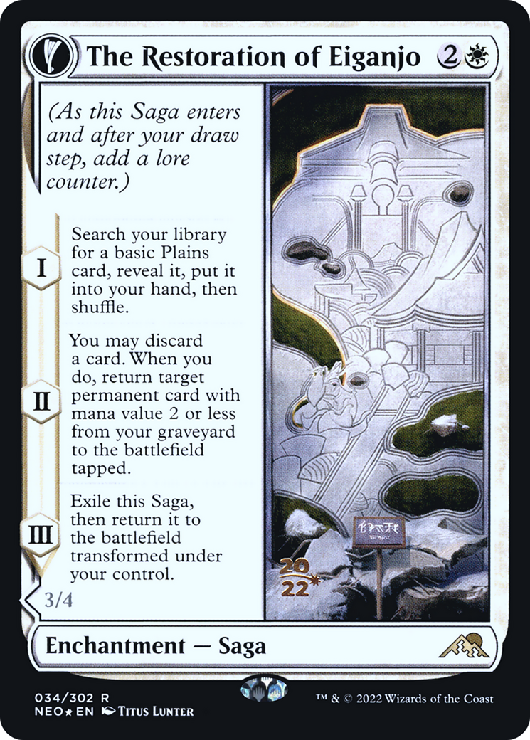 The Restoration of Eiganjo // Architect of Restoration [Kamigawa: Neon Dynasty Prerelease Promos] | Grognard Games