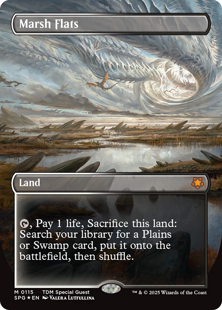 Marsh Flats (Borderless) (Dragonscale Foil) [Tarkir: Dragonstorm Special Guests] | Grognard Games
