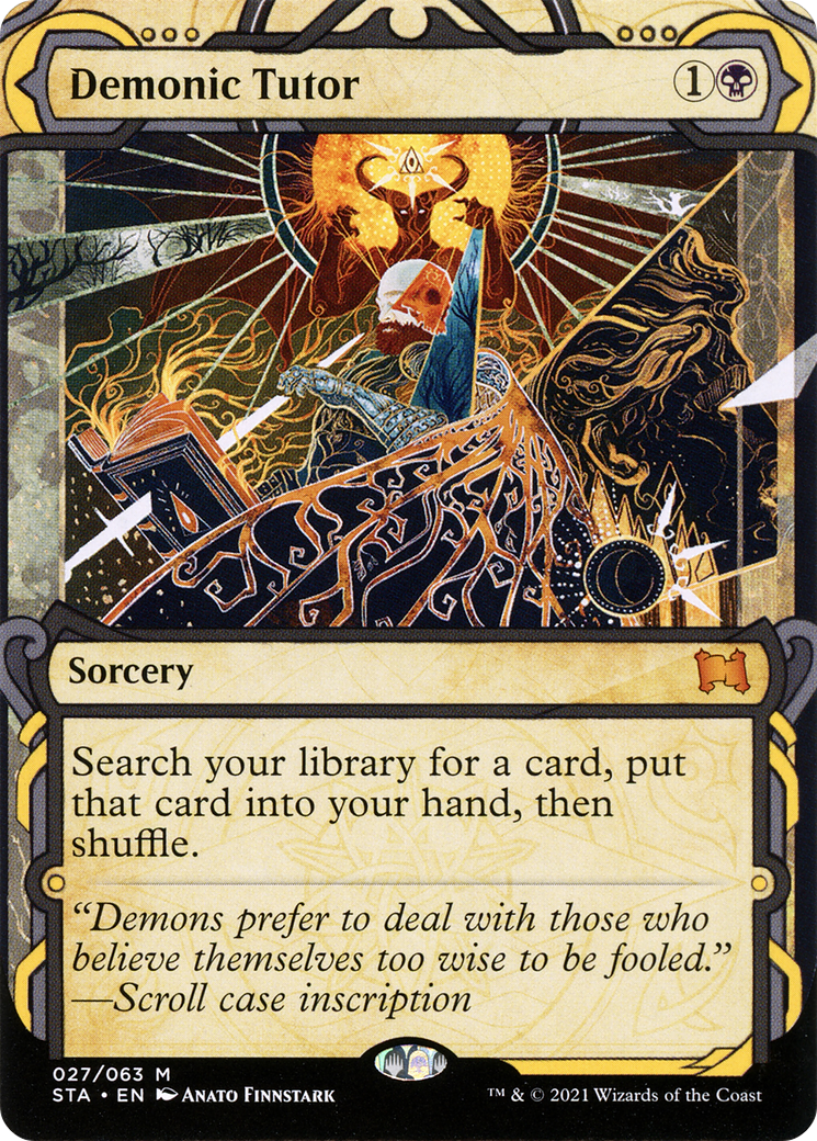 Demonic Tutor (STA-027) - Strixhaven Mystical Archive: (Showcase) (Borderless) Etched Foil | Grognard Games
