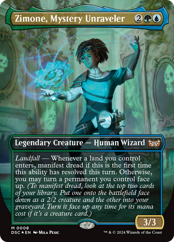 Zimone, Mystery Unraveler (Borderless) [Duskmourn: House of Horror Com Grognard Games Zimone, Mystery Unraveler (Borderless) [Duskmourn: House of Horror Com Grognard Games