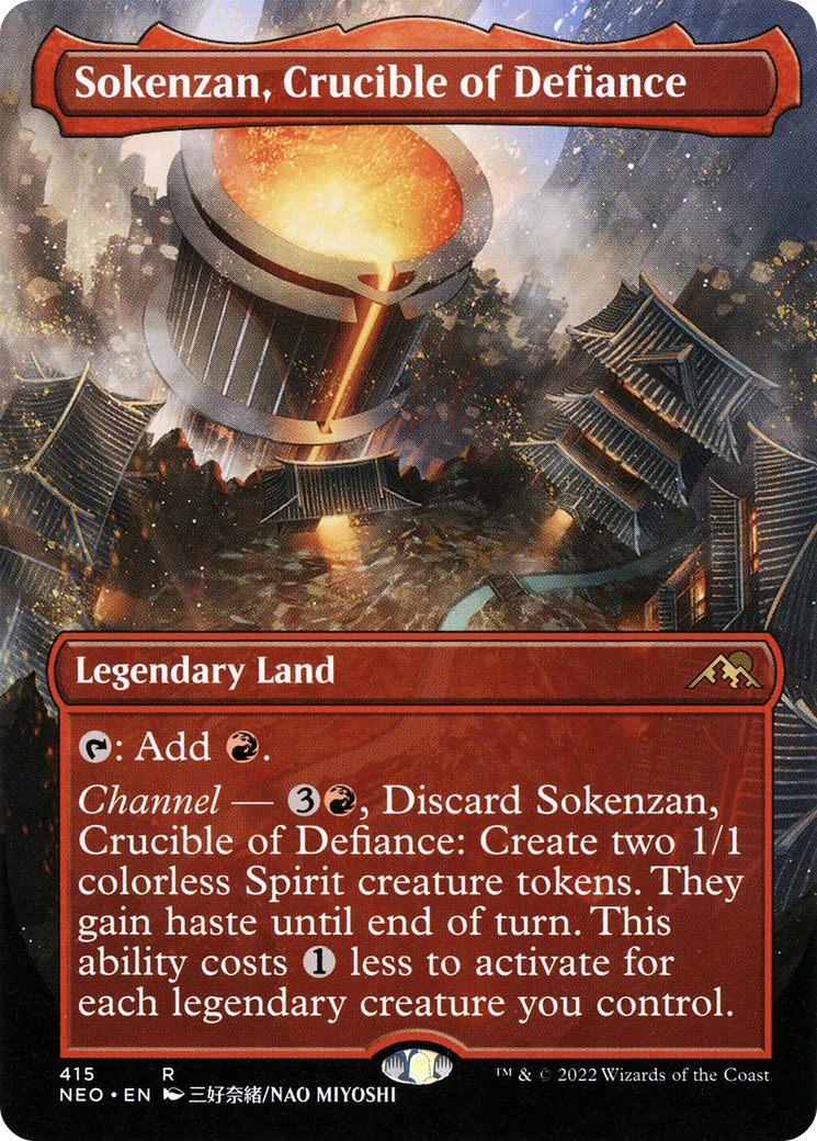 Sokenzan, Crucible of Defiance (Borderless Alternate Art) [Kamigawa: Neon Dynasty] | Grognard Games