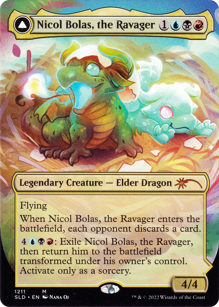 Nicol Bolas, the Ravager // Nicol Bolas, the Arisen (Display Commander) (Borderless) [Secret Lair: From Cute to Brute] | Grognard Games