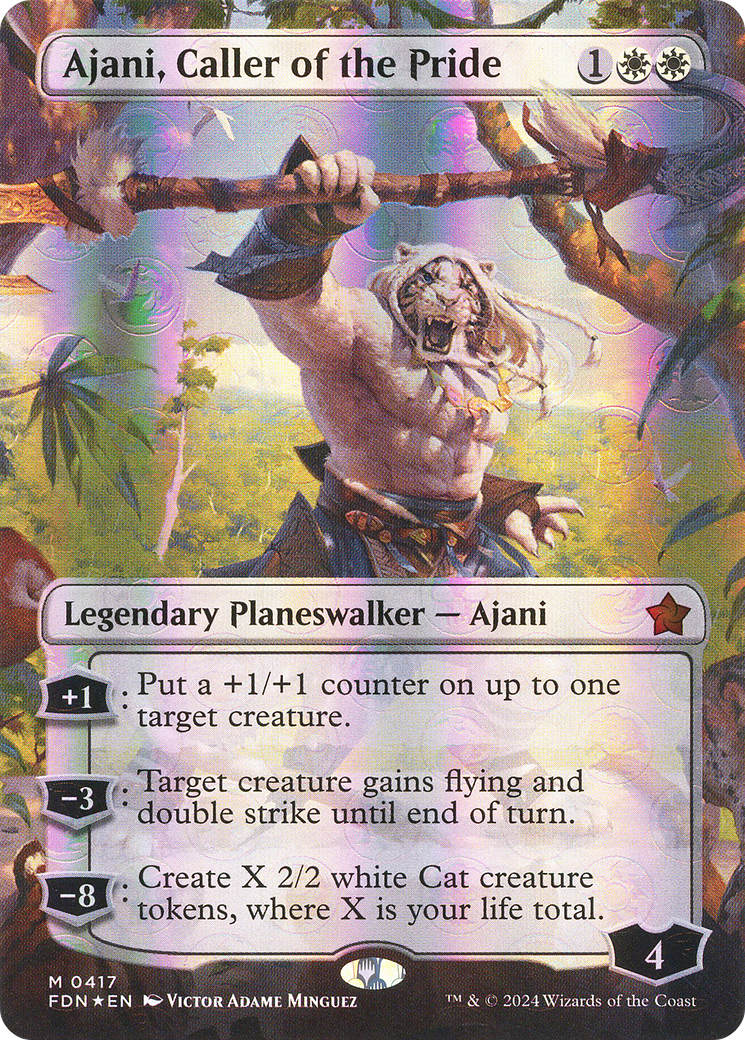Ajani, Caller of the Pride (Borderless) (Mana Foil) [Foundations] | Grognard Games
