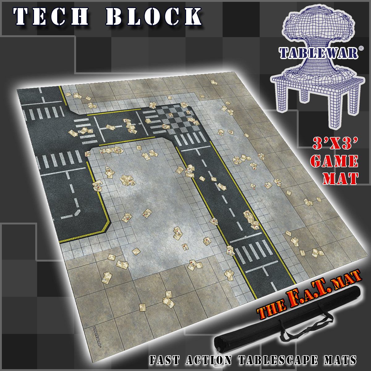 3x3 'Tech Block' F.A.T. Mat Gaming Mat | Grognard Games