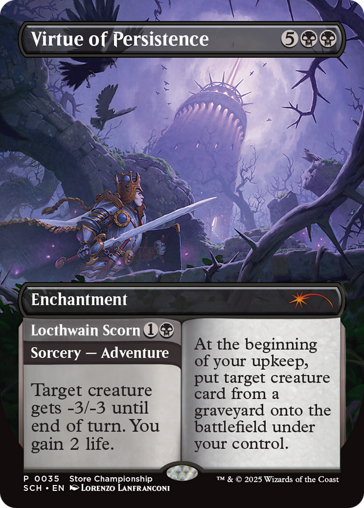 Virtue of Persistence // Locthwain Scorn (GAME-035) - Store Championships: (enchantment) (Borderless) Foil | Grognard Games