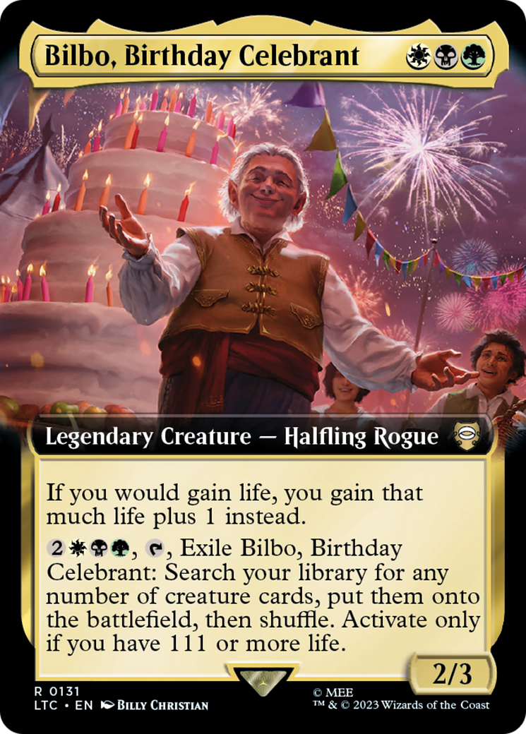 Bilbo, Birthday Celebrant (LTC-131) - Tales of Middle-earth Commander: (Extended Art) Foil | Grognard Games
