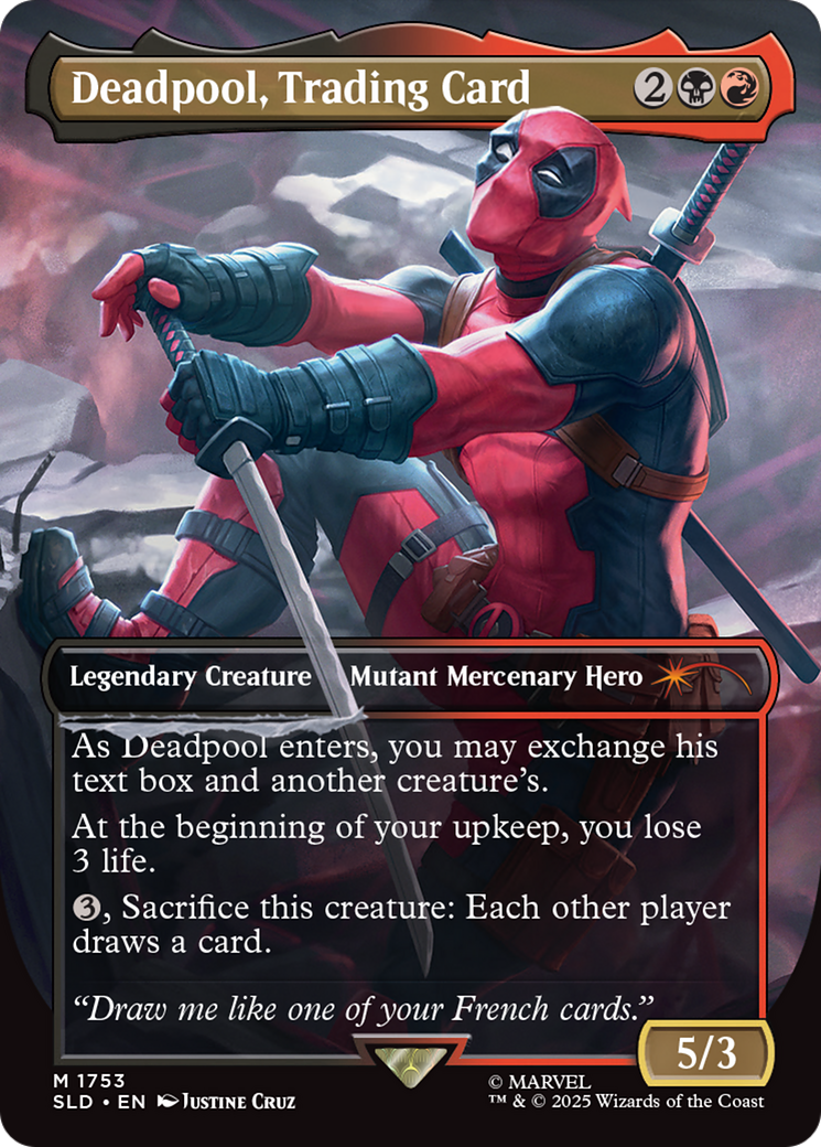 Deadpool, Trading Card (SLD-1753) - Secret Lair Drop (Borderless) Foil | Grognard Games